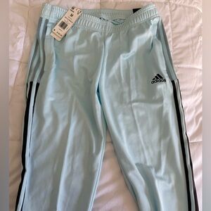 Adidas Sky Blue Track Pants with Black Stripes